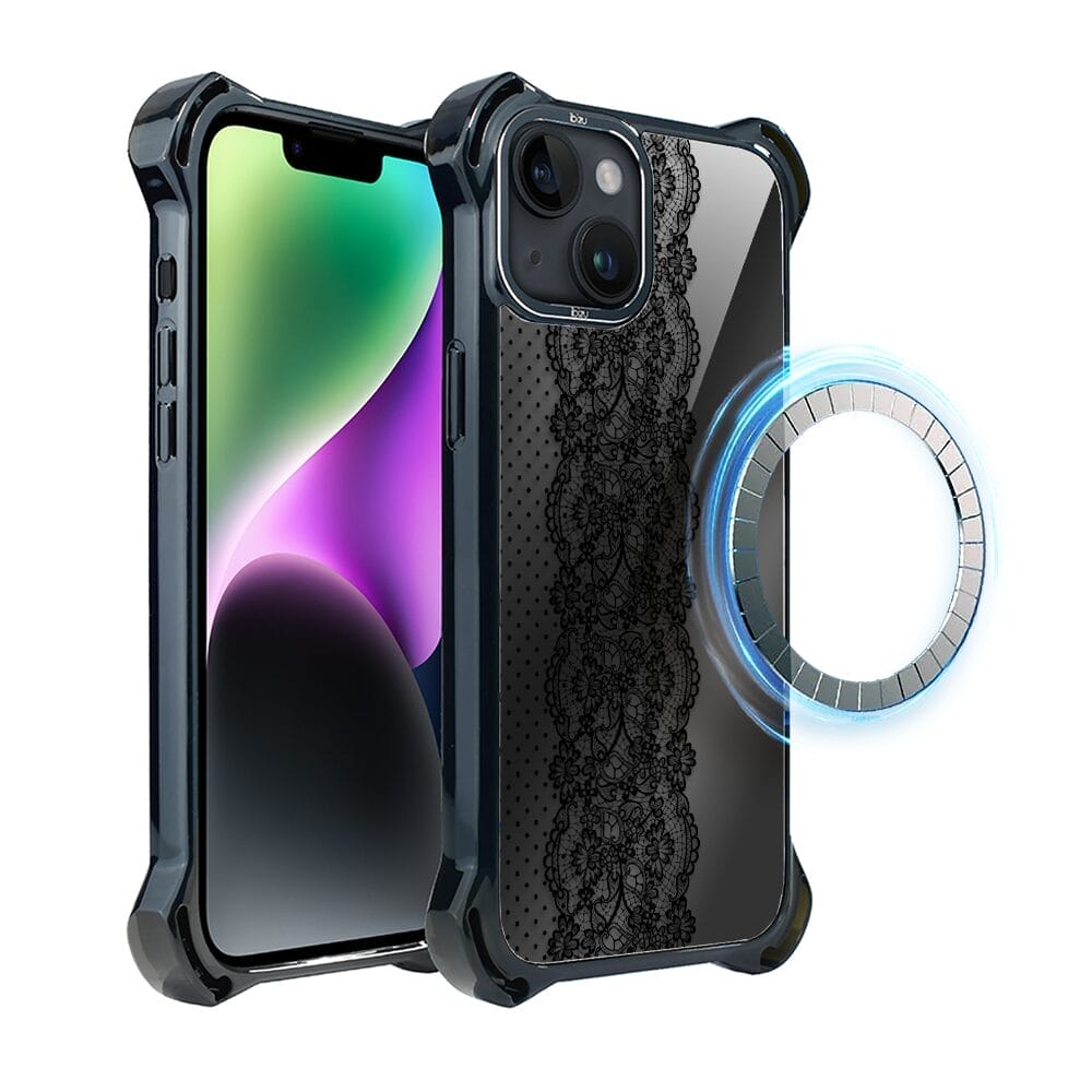 Etui do iPhone 14 Plus IBIZU DropGuard Ultra z MagSafe, Midnight, Ornamentowa koronka