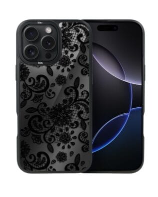 Etui do iPhone 16 Pro IBIZU DropGuard Matt z MagSafe, Midnight, Koronkowa czerń