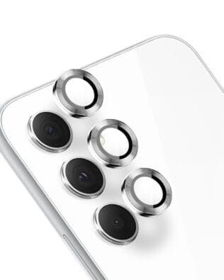 Metalowa osłona obiektywu aparatu ze szkła hartowanego 9H do Samsung Galaxy A54, 1 zestaw, srebrna