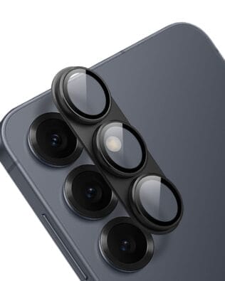 Metalowa osłona na cały aparat z wbudowanymi szkłami do Samsung S25, czarna