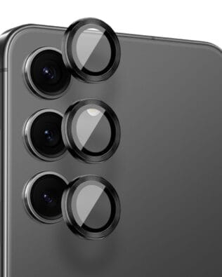 Metalowa osłona obiektywu aparatu ze szkła hartowanego 9H do Samsung Galaxy S24 Plus, 1 zestaw, czarna