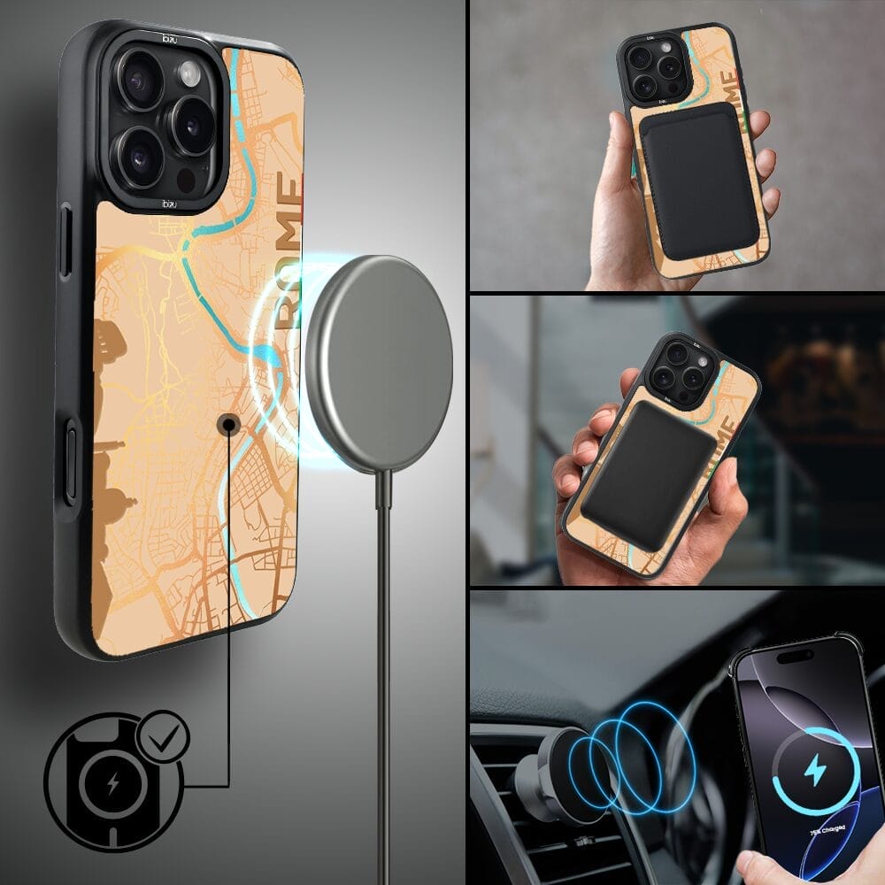 Etui do iPhone 16 Pro IBIZU DropGuard Matt z MagSafe, Mapy Świata, Rome - obrazek 8