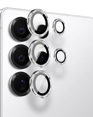 Metalowa osłona obiektywu aparatu ze szkła hartowanego 9H do Samsung Galaxy S25 Ultra, 1 zestaw, srebrna