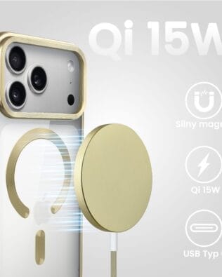 Ładowarka magnetyczna do MagSafe iPhone indukcyjna Qi 15W, złota
