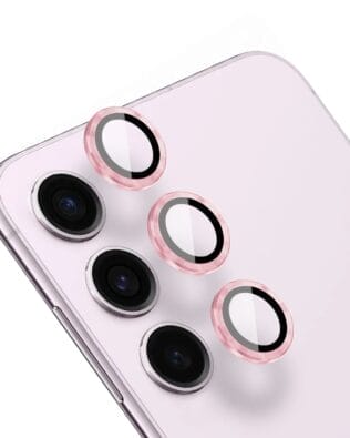 Metalowa osłona obiektywu aparatu ze szkła hartowanego 9H do Samsung Galaxy S23, 1 zestaw, różowa