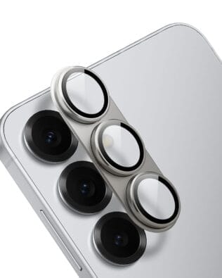 Metalowa osłona na cały aparat z wbudowanymi szkłami do Samsung S25, szara