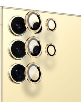 Metalowa osłona obiektywu aparatu ze szkła hartowanego 9H do Samsung Galaxy S24 Ultra, 1 zestaw, złota