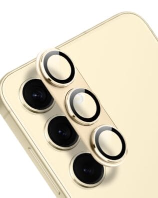 Metalowa osłona na cały aparat z wbudowanymi szkłami do Samsung S24 Plus, złota