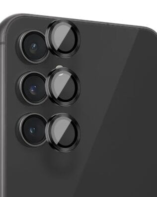 Metalowa osłona obiektywu aparatu ze szkła hartowanego 9H do Samsung Galaxy S23, 1 zestaw, czarna