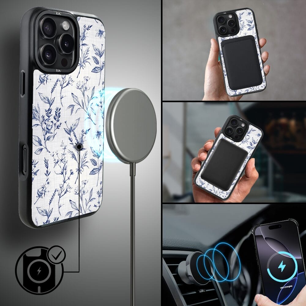 Etui do iPhone 16 Pro IBIZU DropGuard Matt z MagSafe, Pastel Bloom, Lazurowe szepty - obrazek 8