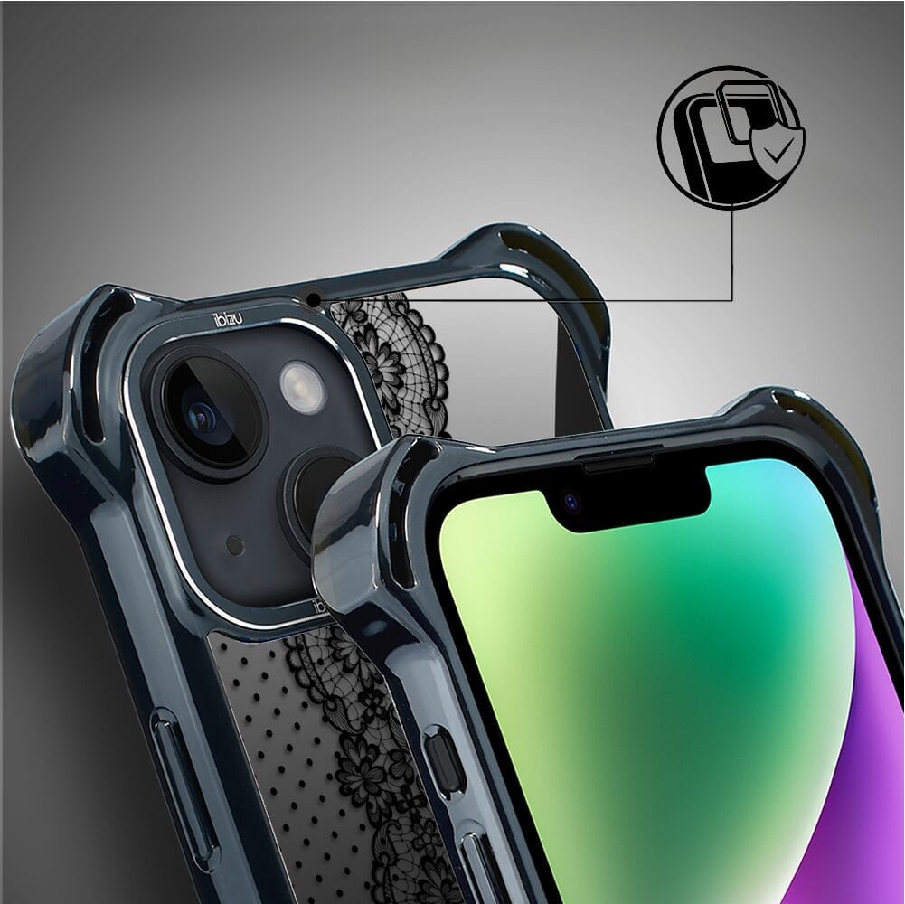 Etui do iPhone 14 Plus IBIZU DropGuard Ultra z MagSafe, Midnight, Ornamentowa koronka - obrazek 3