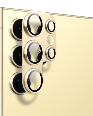 Metalowa osłona na cały aparat z wbudowanymi szkłami do Samsung S24 Ultra, złota