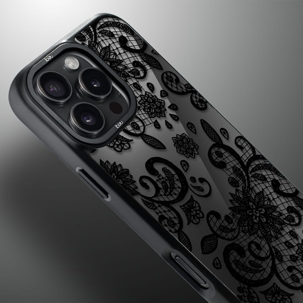 Etui do iPhone 16 Pro Max IBIZU DropGuard Matt z MagSafe, Midnight, Koronkowa czerń - obrazek 4