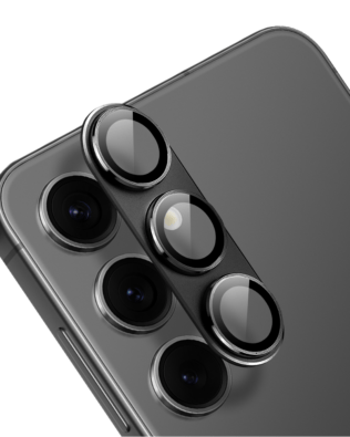 Metalowa osłona na cały aparat z wbudowanymi szkłami do Samsung S24 Plus, czarna