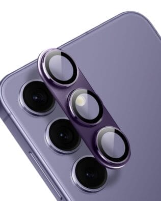 Metalowa osłona na cały aparat z wbudowanymi szkłami do Samsung S24 Plus, fioletowa