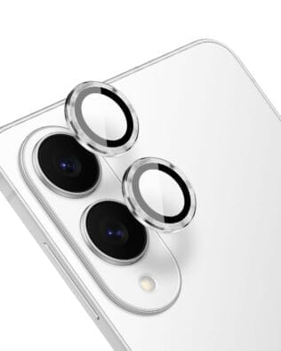 Metalowa osłona obiektywu aparatu ze szkła hartowanego 9H do Samsung Galaxy S25 Edge, 1 zestaw, srebrna