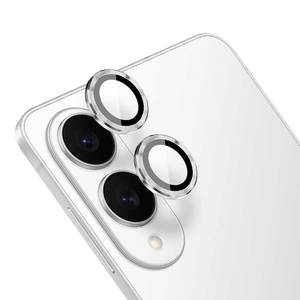 Metalowa osłona obiektywu aparatu ze szkła hartowanego 9H do Samsung Galaxy S25 Edge, 1 zestaw, srebrna