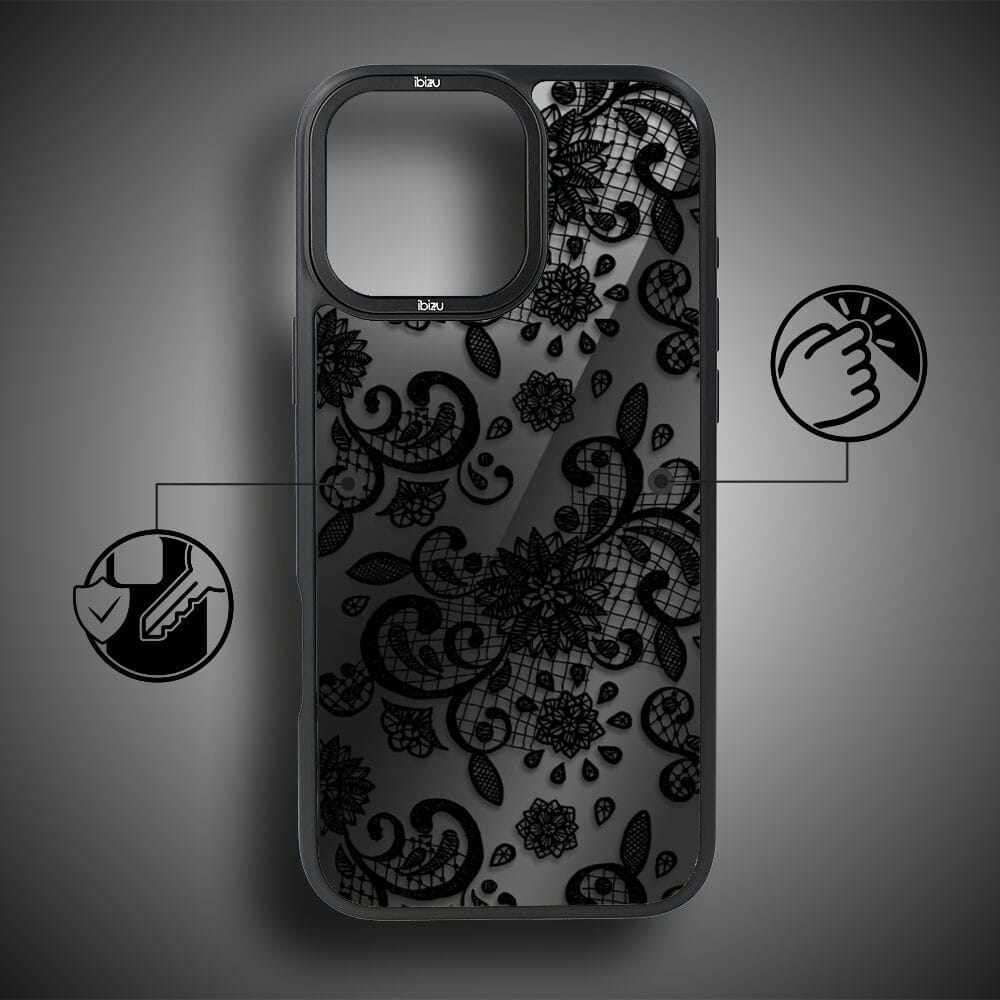 Etui do iPhone 16 Pro Max IBIZU DropGuard Matt z MagSafe, Midnight, Koronkowa czerń - obrazek 7