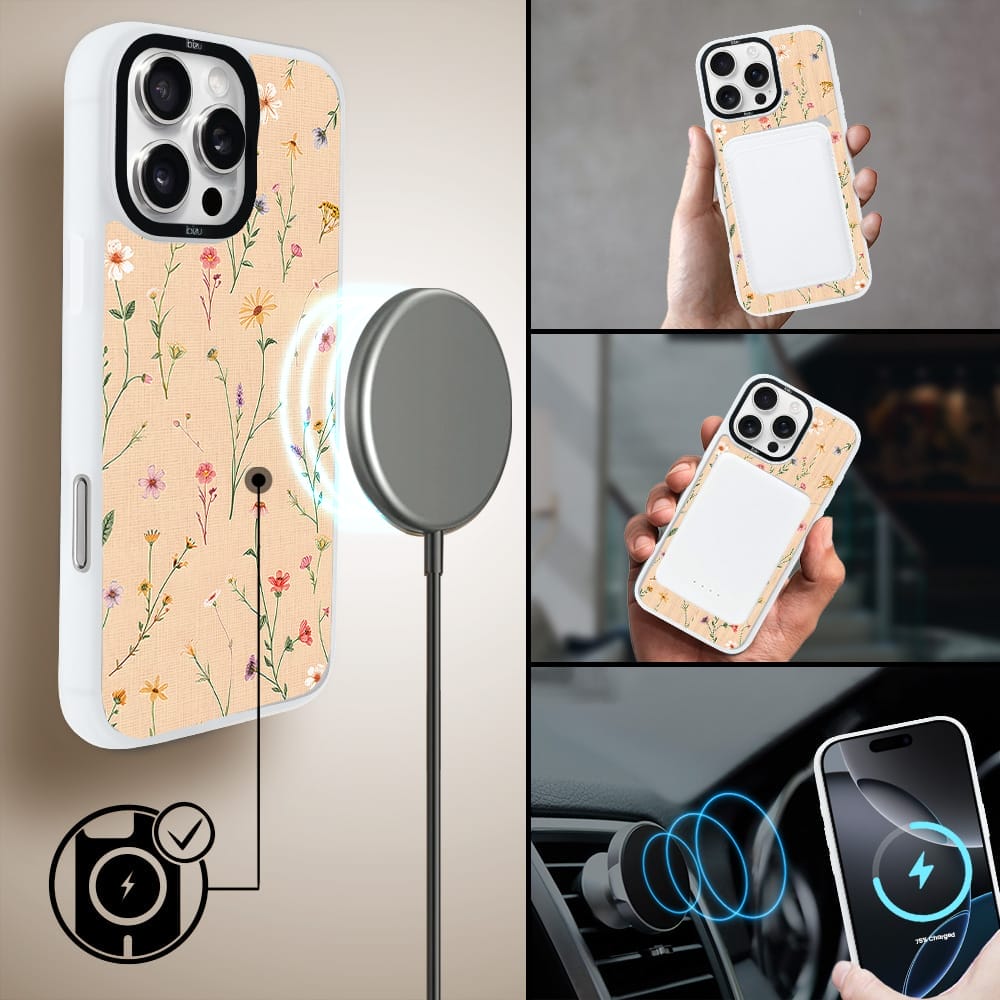 Etui do iPhone 16 Pro IBIZU DropGuard Matt z MagSafe, Pastel Bloom, Koralowa łąka - obrazek 8