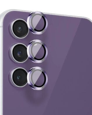 Metalowa osłona obiektywu aparatu ze szkła hartowanego 9H do Samsung Galaxy S23 FE, 1 zestaw, fioletowa