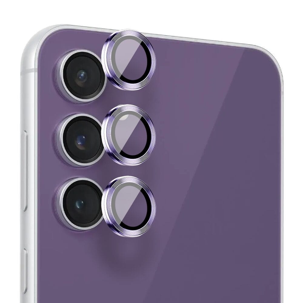 Metalowa osłona obiektywu aparatu ze szkła hartowanego 9H do Samsung Galaxy S23 FE, 1 zestaw, fioletowa - obrazek 2