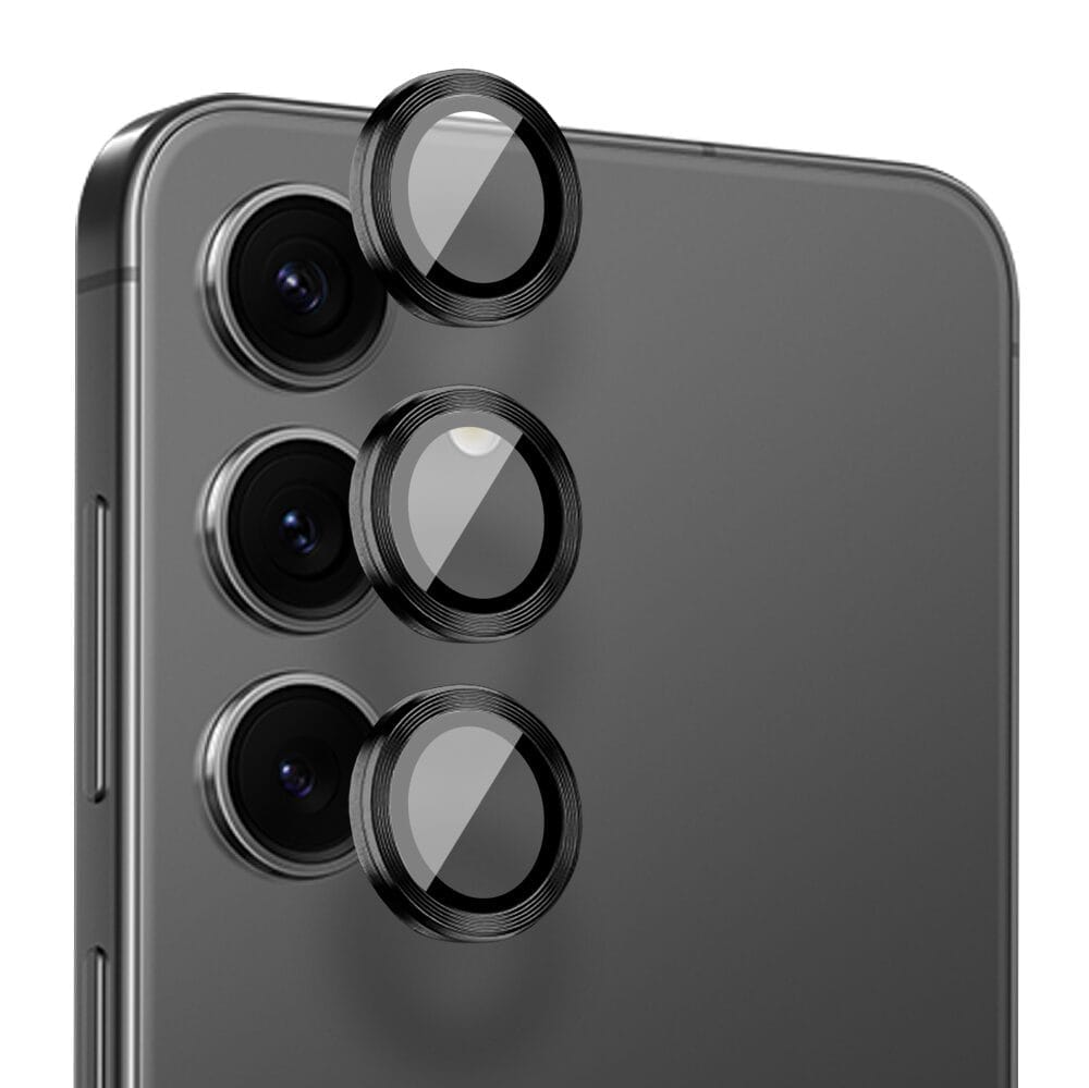 Metalowa osłona obiektywu aparatu ze szkła hartowanego 9H do Samsung Galaxy S24, 1 zestaw, czarna - obrazek 2