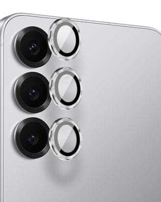 Metalowa osłona obiektywu aparatu ze szkła hartowanego 9H do Samsung Galaxy S25, 1 zestaw, srebrna