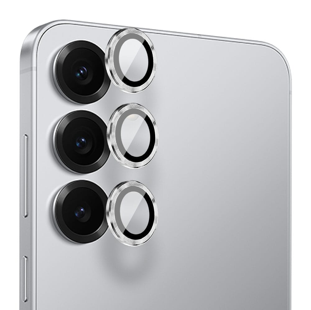 Metalowa osłona obiektywu aparatu ze szkła hartowanego 9H do Samsung Galaxy S25, 1 zestaw, srebrna - obrazek 2