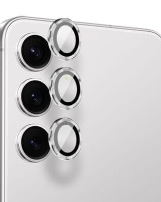 Metalowa osłona obiektywu aparatu ze szkła hartowanego 9H do Samsung Galaxy S24, 1 zestaw, srebrna