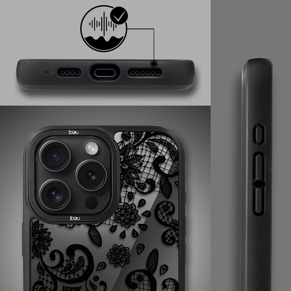 Etui do iPhone 16 Pro Max IBIZU DropGuard Matt z MagSafe, Midnight, Koronkowa czerń - obrazek 6