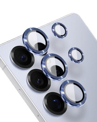Metalowa osłona obiektywu aparatu ze szkła hartowanego 9H do Samsung Galaxy S25 Ultra, 1 zestaw, granatowa