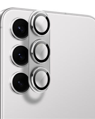 Metalowa osłona na cały aparat z wbudowanymi szkłami do Samsung S24 Plus, srebrna