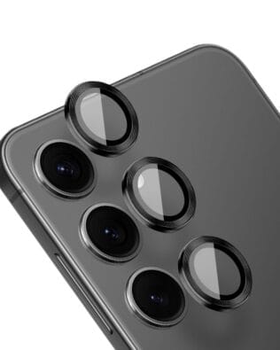 Metalowa osłona obiektywu aparatu ze szkła hartowanego 9H do Samsung Galaxy S24 FE, 1 zestaw, czarne