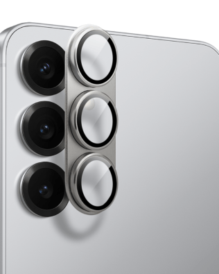 Metalowa osłona na cały aparat z wbudowanymi szkłami do Samsung S25, szara