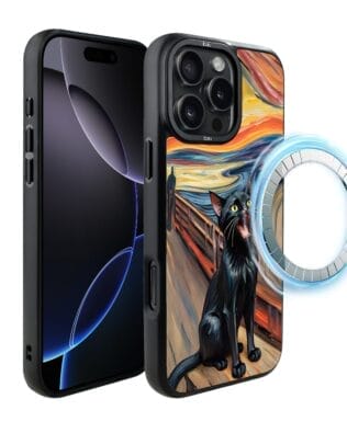 Etui do iPhone 16 Pro IBIZU DropGuard Matt z MagSafe, Edvard Munch, krzyk kota