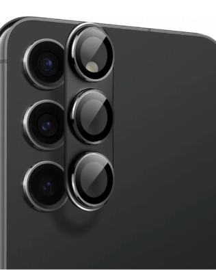 Metalowa osłona na cały aparat z wbudowanymi szkłami do Samsung S23 Plus, czarna