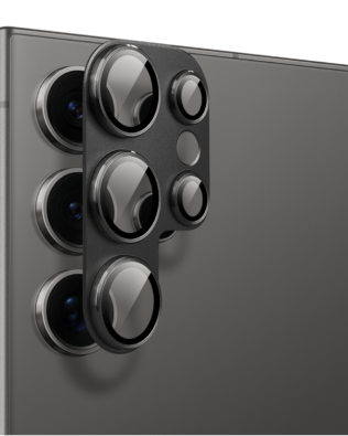 Metalowa osłona na cały aparat z wbudowanymi szkłami do Samsung S24 Ultra, czarna