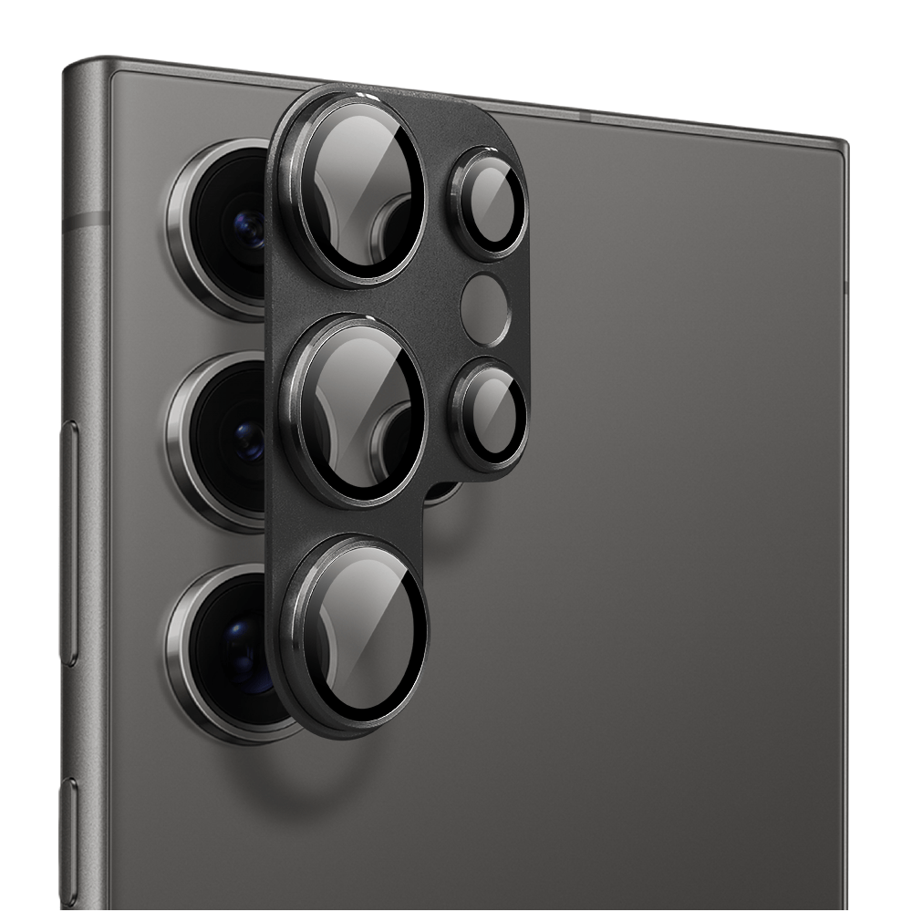 Metalowa osłona na cały aparat z wbudowanymi szkłami do Samsung S24 Ultra, czarna - obrazek 2