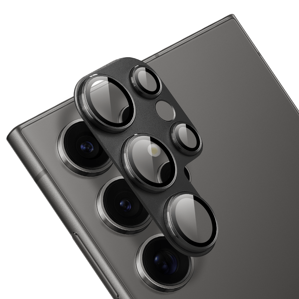 Metalowa osłona na cały aparat z wbudowanymi szkłami do Samsung S24 Ultra, czarna