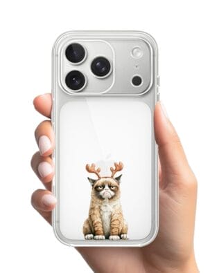 Etui do iPhone 17 Pro przeźroczyste, silikonowe Flexi, Przytulne święta, Kot który nie chciał być reniferem