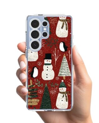 Etui do Samsung Galaxy S25 Ultra przeźroczyste, silikonowe Flexi, Przytulne święta, Rustykalna świąteczna kraina