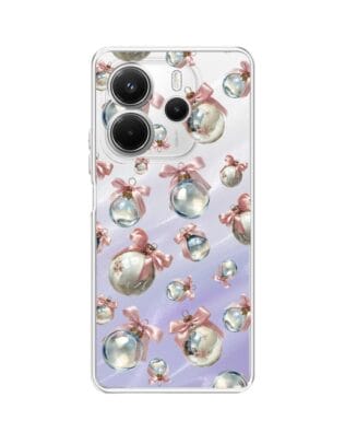 Etui do Xiaomi Redmi Note 14 4G przeźroczyste, silikonowe Flexi, Przytulne święta, Pastelowe bombki