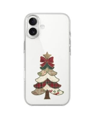 Etui do iPhone 17 przeźroczyste, silikonowe Flexi, Przytulne święta, Kraciasta choinka