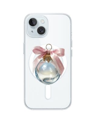 Etui do iPhone 15 z MagSafe przeźroczyste, silikonowe Flexi, Przytulne święta, Kryształowa bombka