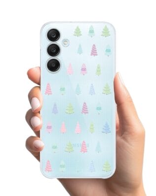 Etui do Samsung Galaxy M35 5G przeźroczyste, silikonowe Flexi, Pastelowe choinki