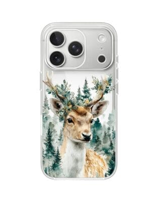 Etui do iPhone 17 Pro przeźroczyste, silikonowe Flexi, Przytulne święta, Leśny jelonek