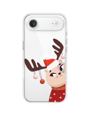 Etui do iPhone Air przeźroczyste, silikonowe Flexi, Kotek przebrany za reniferka