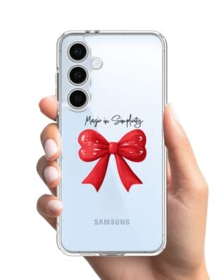 Etui do Samsung Galaxy S24 FE przeźroczyste, silikonowe Flexi, Przytulne święta, Czerwona kokarda