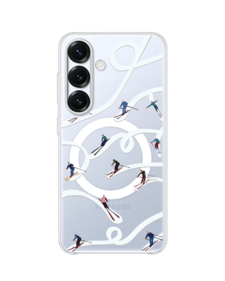 Etui do Samsung Galaxy S25 Plus z MagSafe przeźroczyste, silikonowe Flexi, Zimowa magia, Narciarskie wiraże