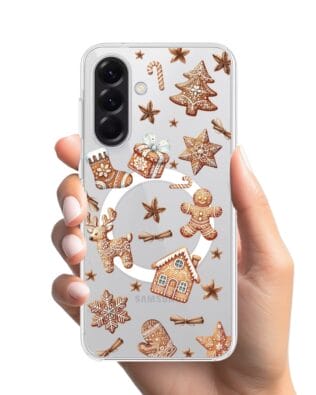 Etui do Samsung Galaxy A56 5G z MagSafe przeźroczyste, silikonowe Flexi, Magia pierniczków